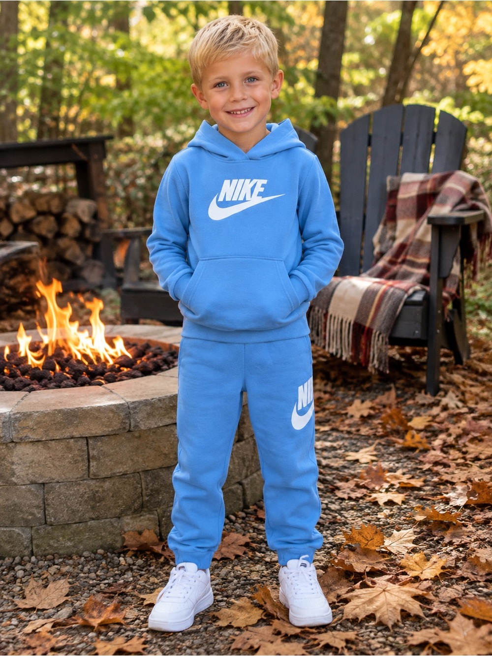 Nike Boys Size 6 Blue Hooded Sweatshirt & Jogger Pants 2 Piece Set NWT